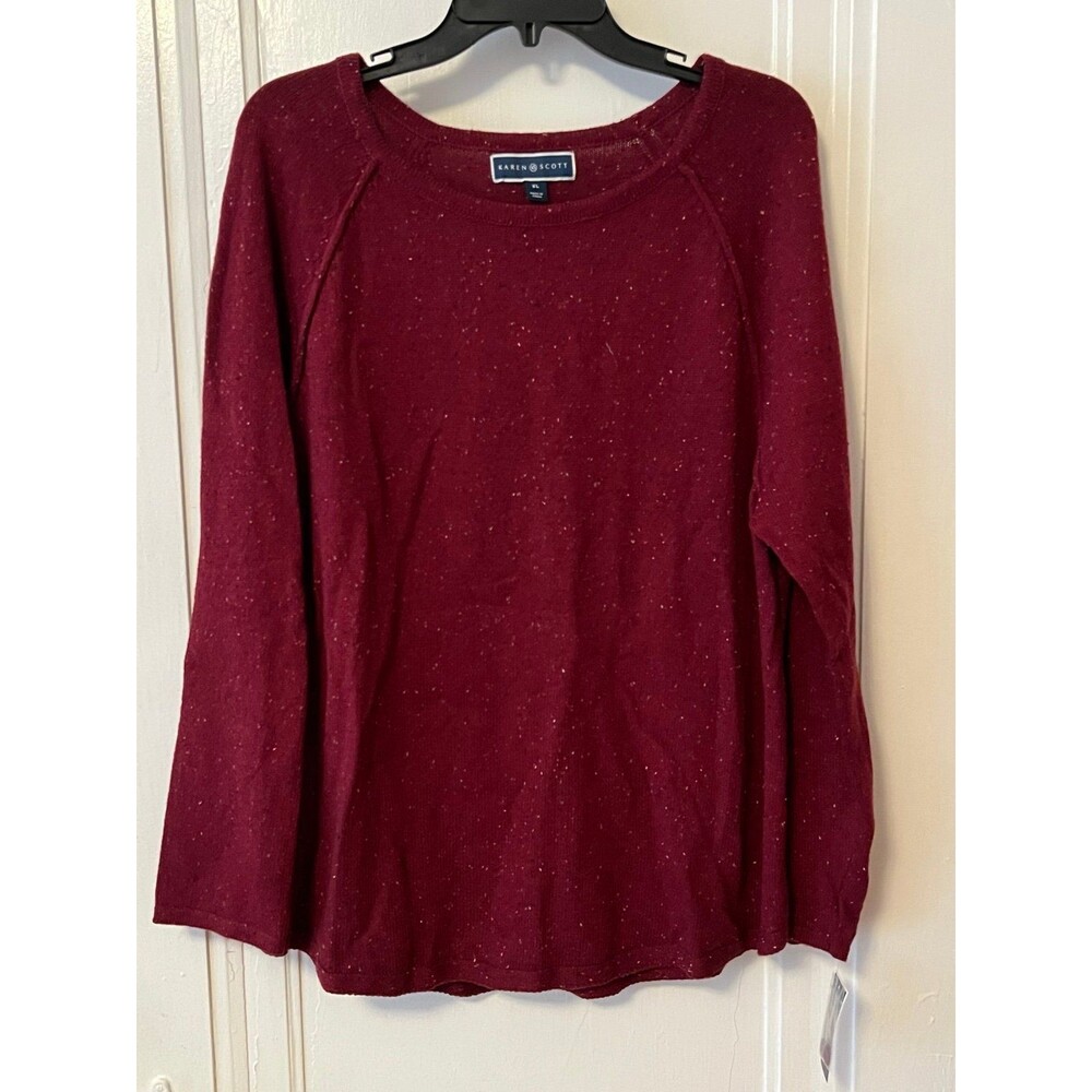 Sweater Cotton Maroon Burgundy Red New with tags Karen Scott